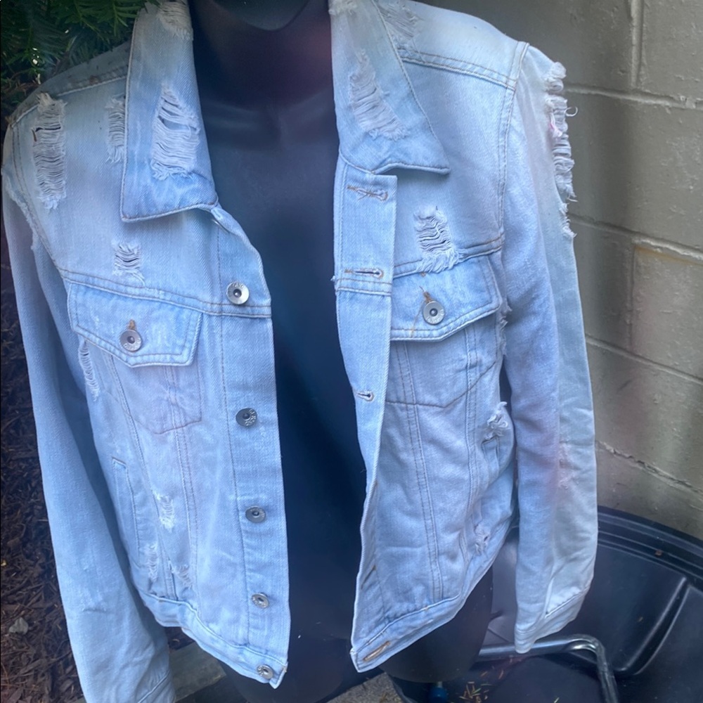 Distressed Light Blue Denim Jacket